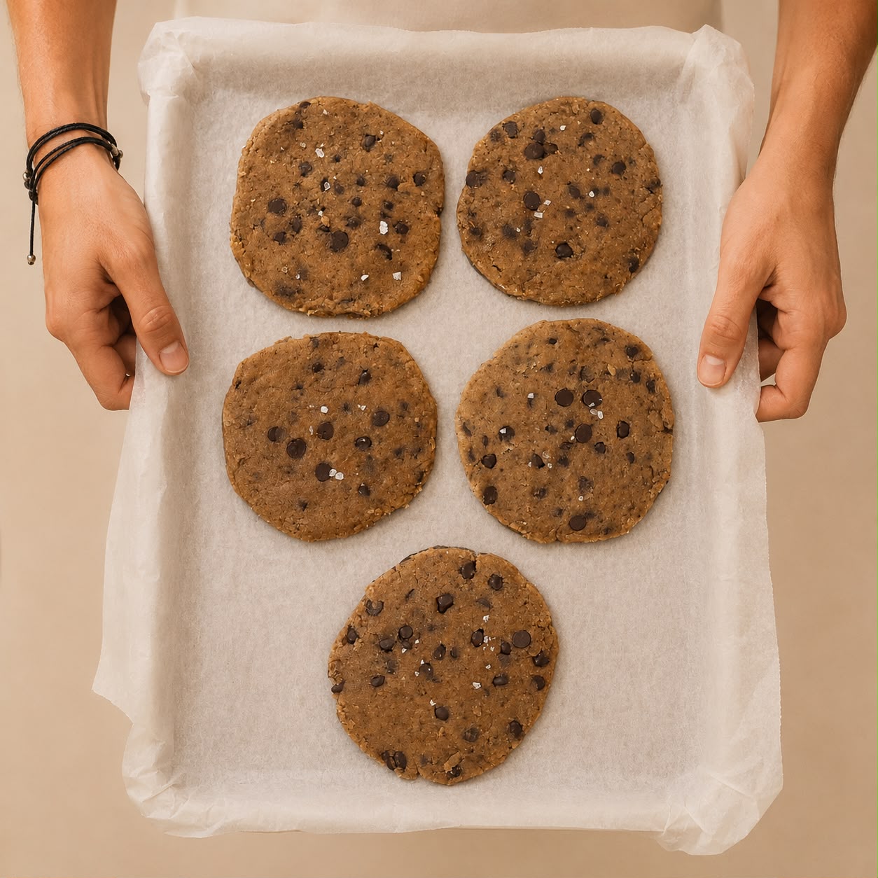 Hands holding a tray of MOLTO cookies